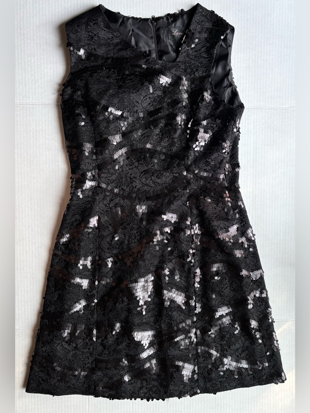 Lavel Black Sequin Lace Fit-and-Flare mini dress party prom goth sparkle holiday